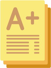 A stack of yellow grade sheets with A+ on top