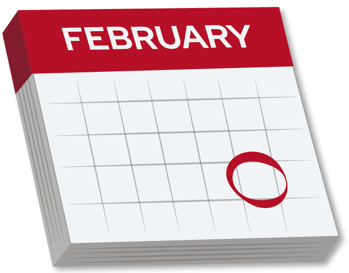 February Calendar page with a date circled